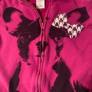 Piper Pink Girls S 6/6X Zip Up Hoodie with Dog Print